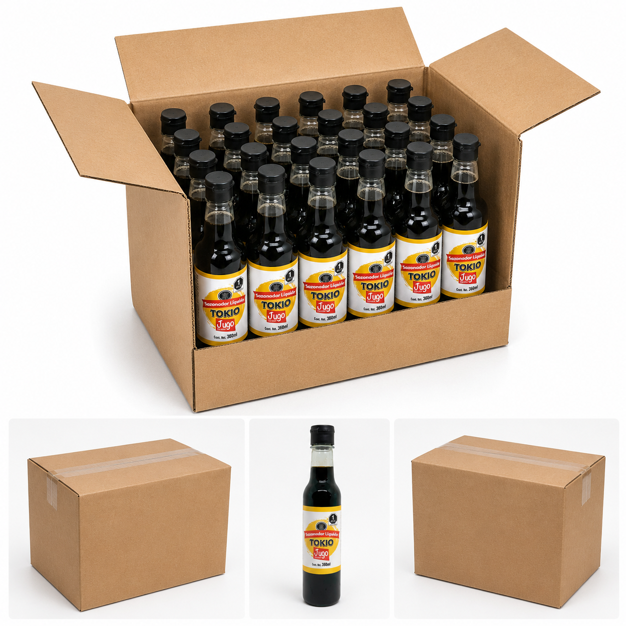 Sazonador Líquido Tokio Caja con 24 Piezas de 360 ml c/u (Contenido Total: 8.64 L) para Carnes, Marinados y Cocina Oriental