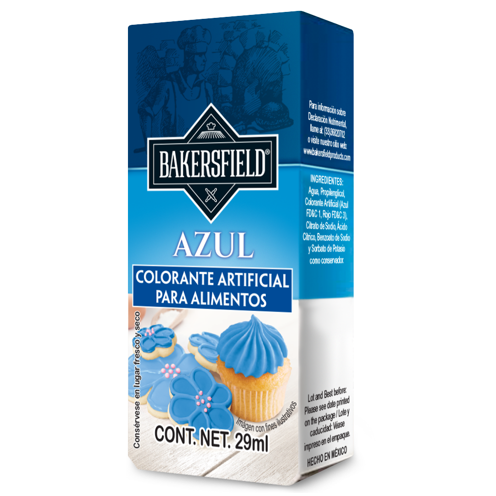 Bakersfield Set de 12 varios colorantes alimentarios concentrados Azul, 29 ml c/u (348 ml) para Repostería y Decoración