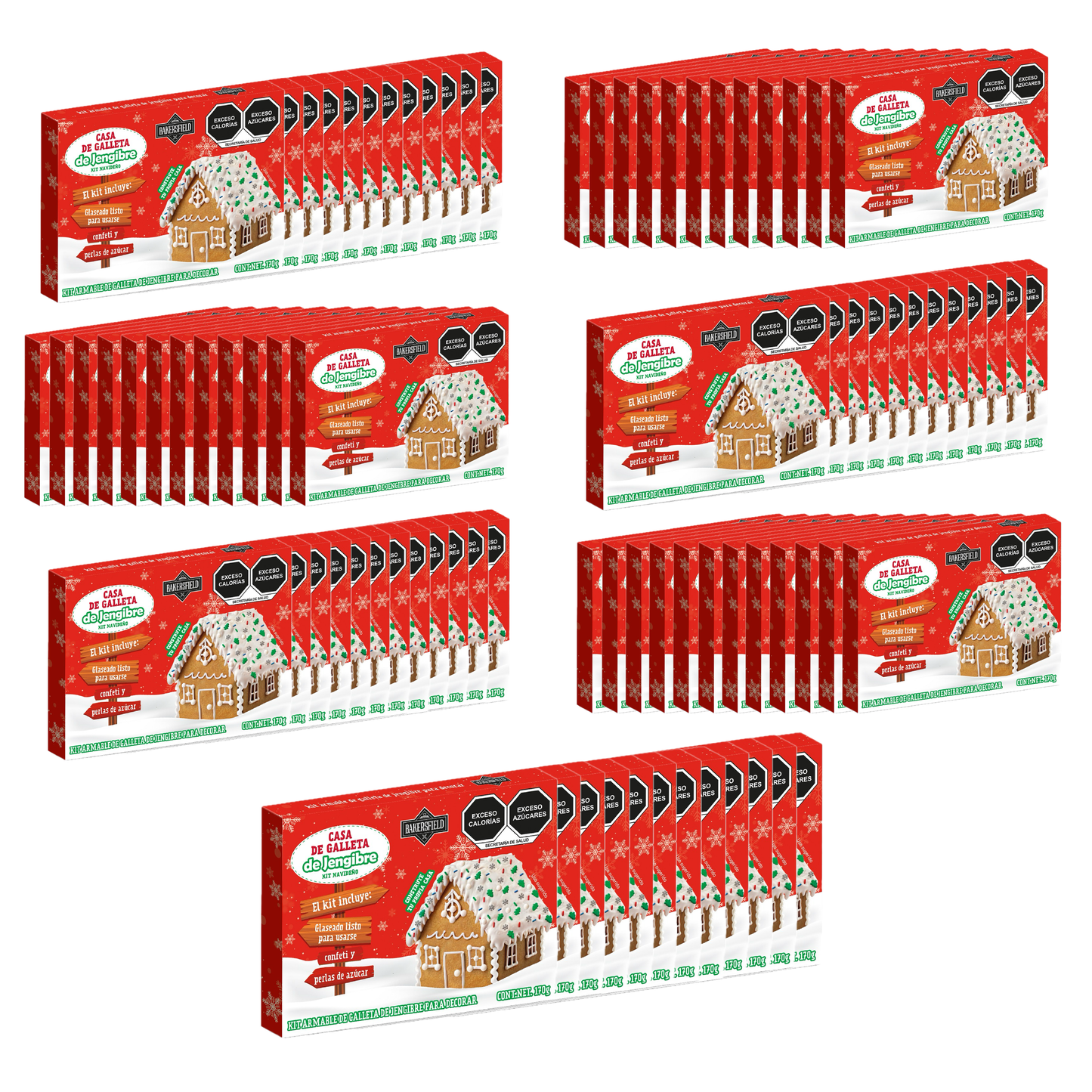 Bakersfield Kit Casa de Jengibre 170 g Pack con 84 Kits para Decorar (7 Cajas de 12)