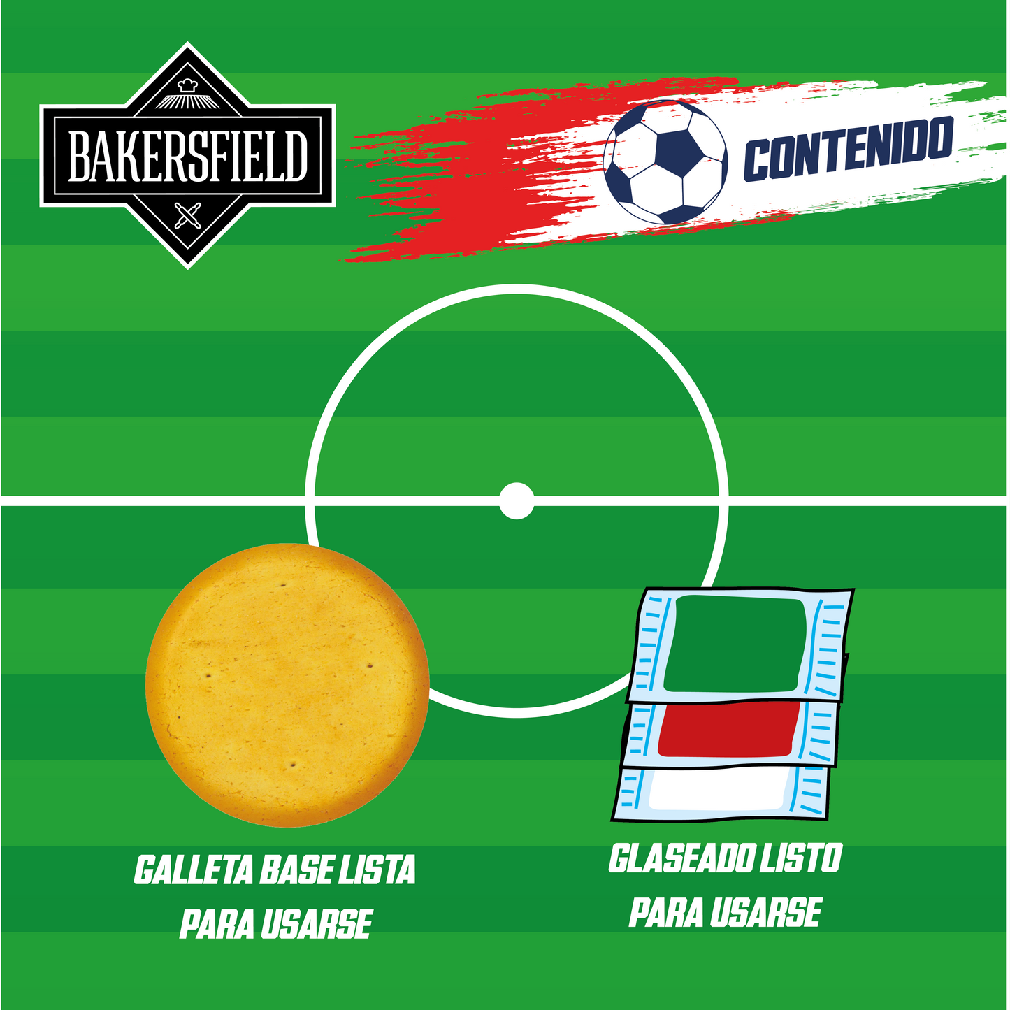 Kit Bakersfield Galleta Decorar Fútbol Vainilla 90g 12 Pack