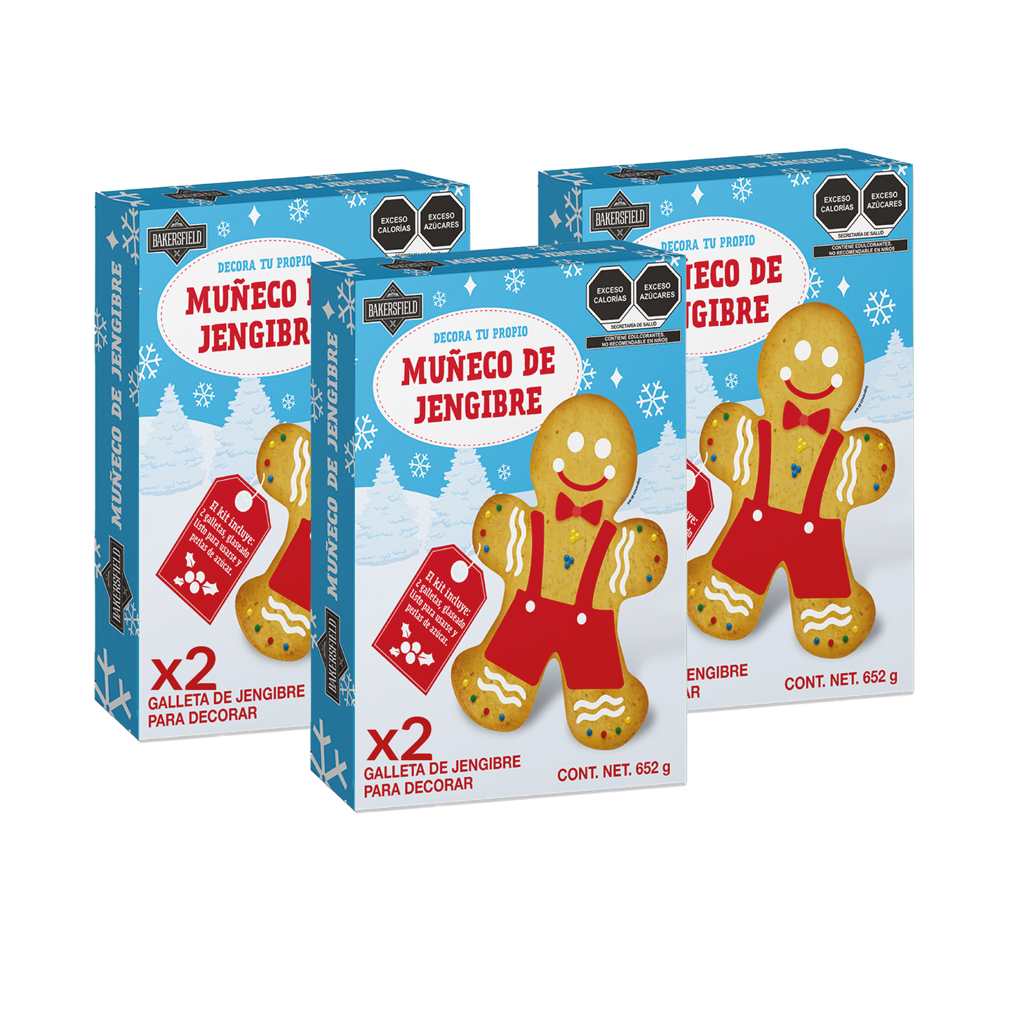 Bakersfield Kit 2 Muñecos de Jengibre Grande 652 g Caja con 3 Kits para Decorar, Incluye 6 Figuras de Jengibre
