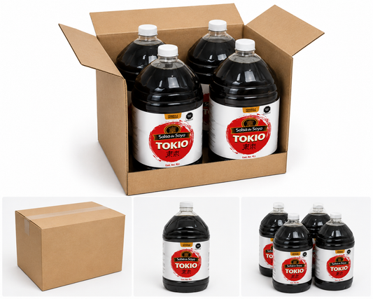 Salsa de Soya Tokio Caja con 4 Piezas de 4 L c/u (Contenido Total: 16 L) para Cocina Asiática, Marinados y Sazonar Alimentos