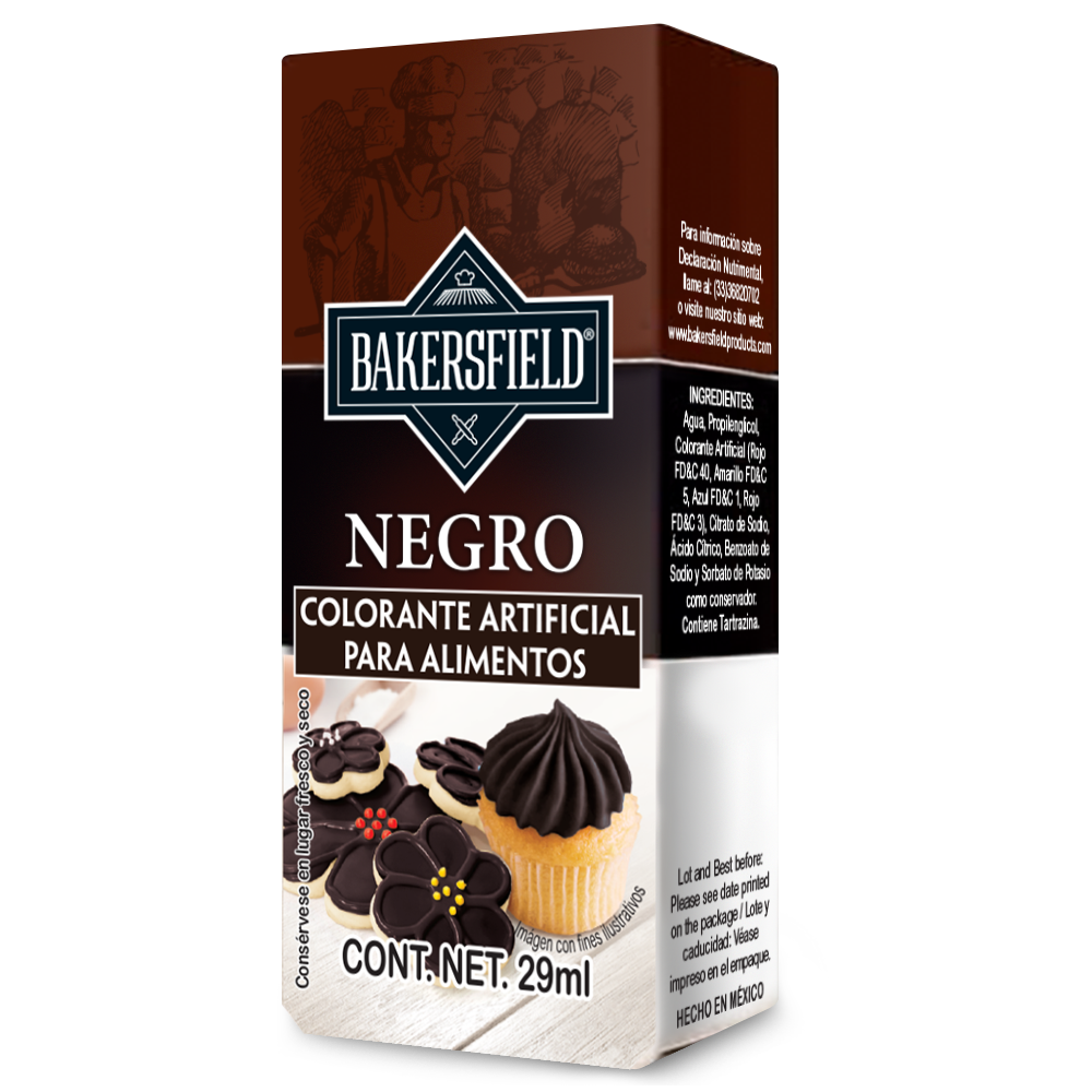 Bakersfield Set de 12 varios colorantes alimentarios concentrados Negro, 29 ml c/u (348 ml) para Repostería y Decoración (Copia)