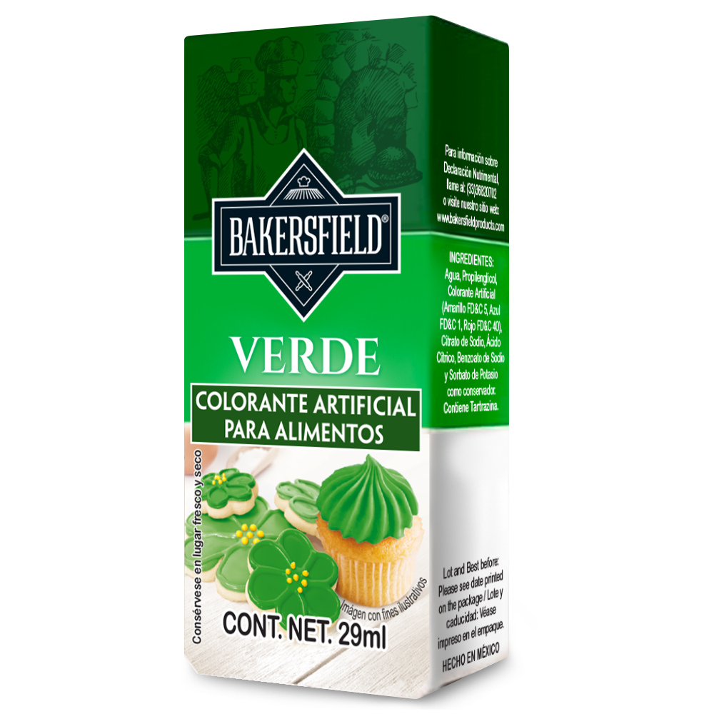 Bakersfield Set de 12 varios colorantes alimentarios concentrados Verde, 29 ml c/u (348 ml) para Repostería y Decoración (Copia)