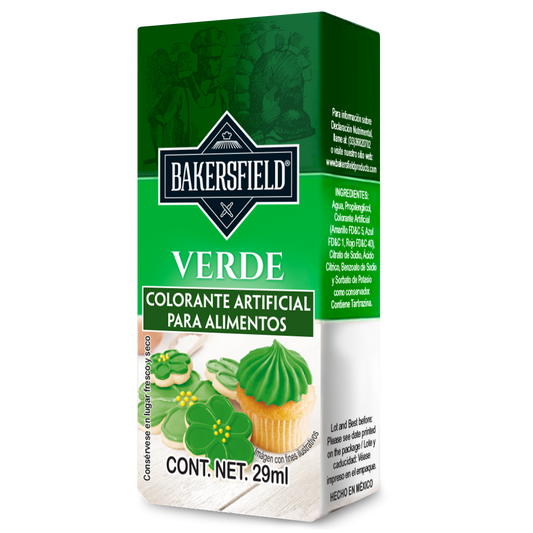 Bakersfield Set de 12 varios colorantes alimentarios concentrados Verde, 29 ml c/u (348 ml) para Repostería y Decoración (Copia)