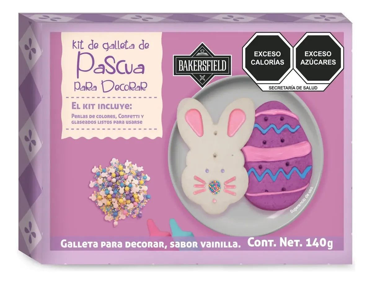 Bakersfield Kit Pascua 140 g Individual para Decorar, Incluye 2 Galletas