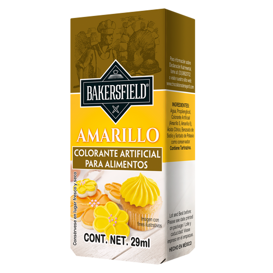 Bakersfield Set de 12 varios colorantes alimentarios concentrados Amarillo, 29 ml c/u (348 ml) para Repostería y Decoración