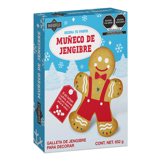 Bakersfield Kit Muñeco de Jengibre 652 g Individual para Decorar, Incluye 2 Figuras de Jengibre