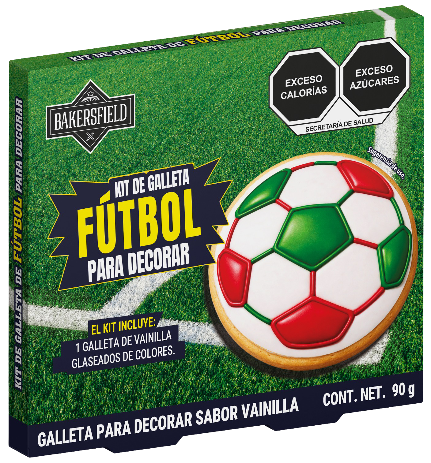 Kit Bakersfield Galleta Decorar Fútbol Vainilla 90g 12 Pack
