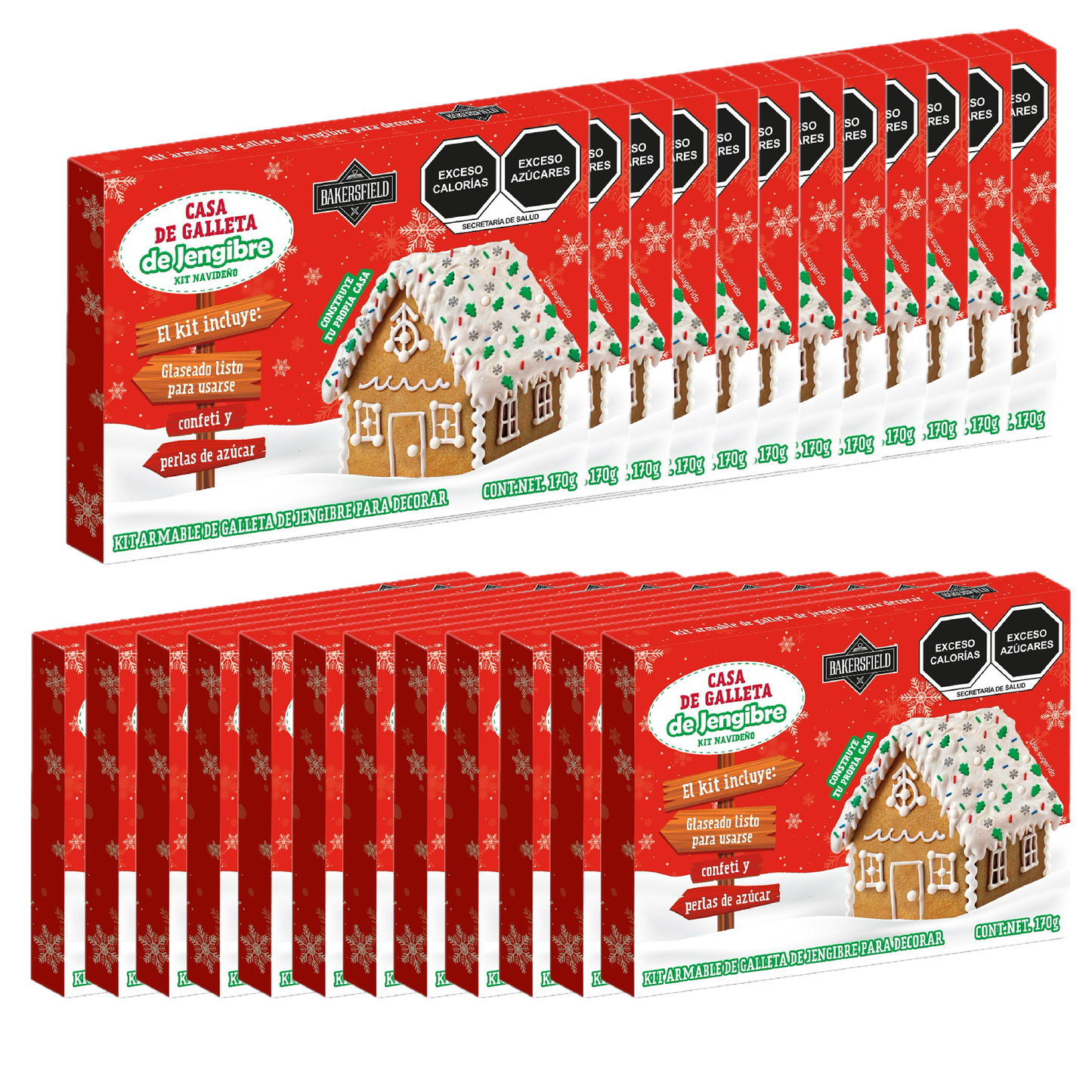 Bakersfield Kit Casa de Jengibre 170 g Pack con 24 Kits para Decorar (2 Cajas de 12)