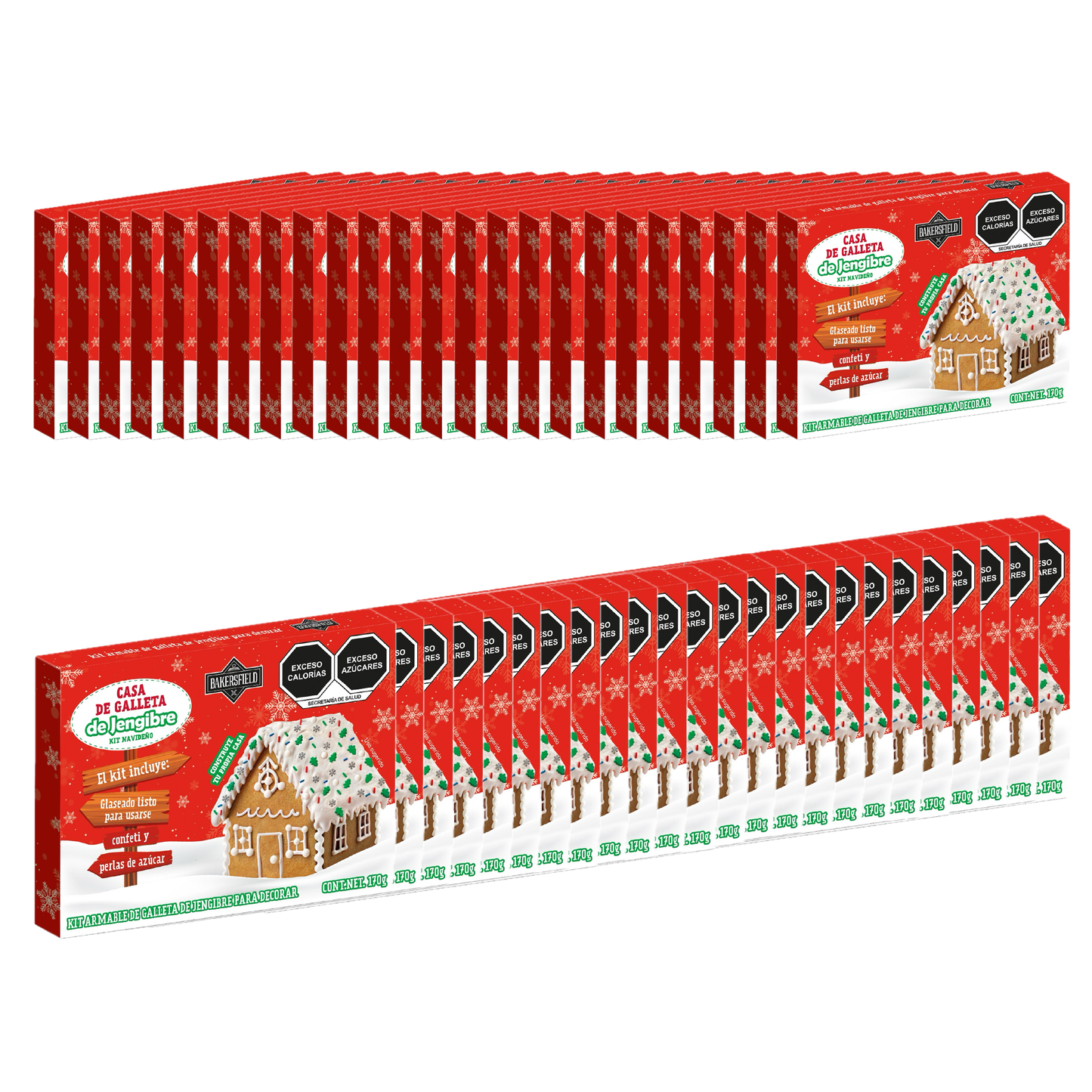 Bakersfield Kit Casa de Jengibre 170 g Pack con 48 Kits para Decorar (4 Cajas de 12)
