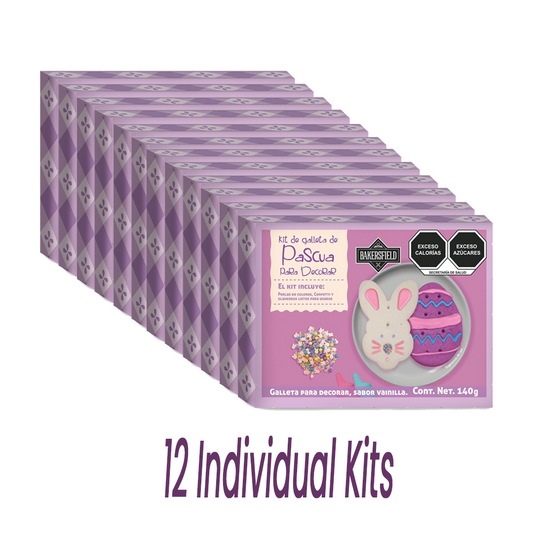 Bakersfield Kit Pascua 140 g Caja con 12 Kits para Decorar, Incluye 24 Galletas