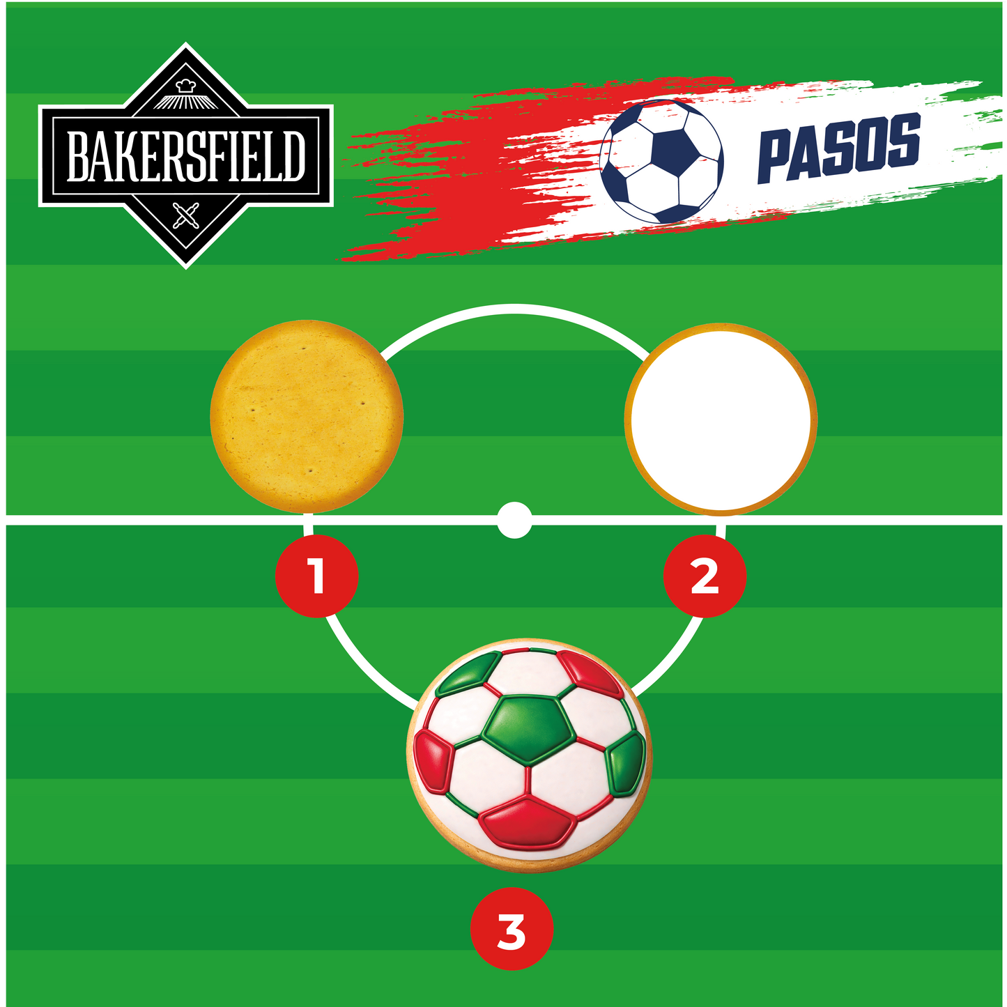 Kit Bakersfield Galleta Decorar Fútbol Vainilla 90g 12 Pack