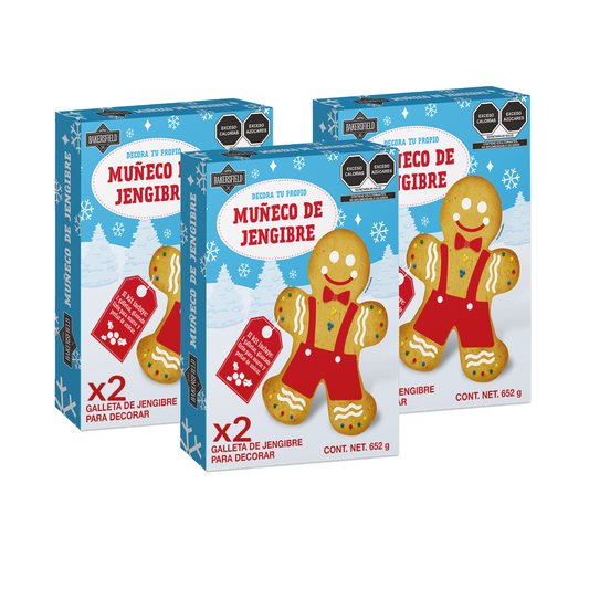 Bakersfield Kit 2 Muñecos de Jengibre Grande 652 g Caja con 3 Kits para Decorar, Incluye 6 Figuras de Jengibre