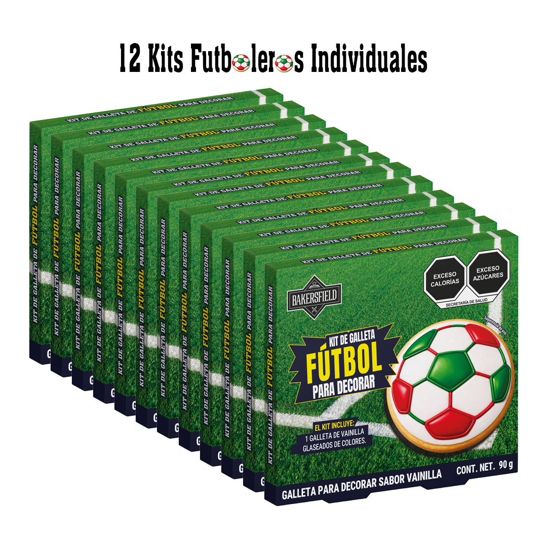 Kit Bakersfield Galleta Decorar Fútbol Vainilla 90g 12 Pack