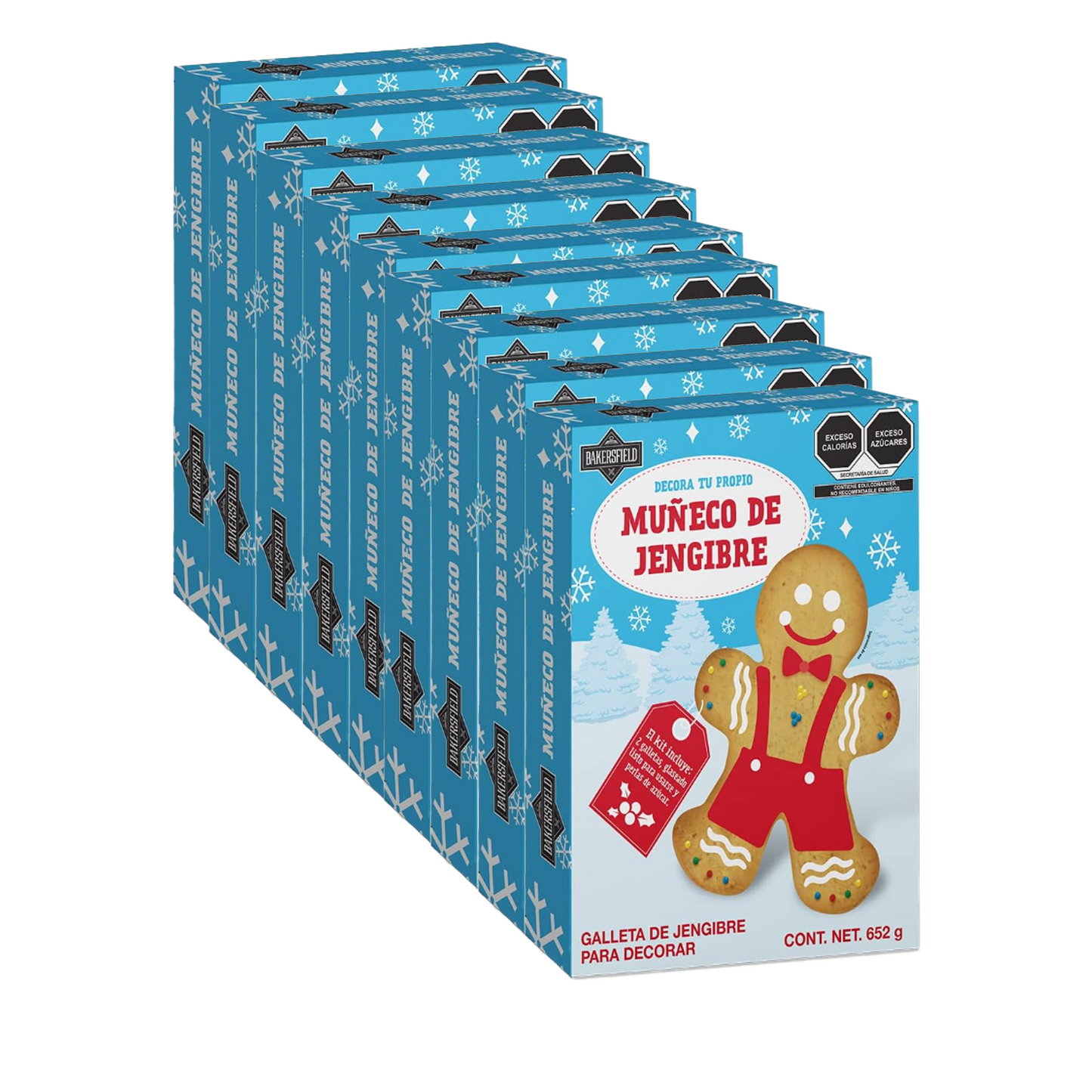 Bakersfield Kit 2 Muñecos de Jengibre Grande 652 g Caja con 9 Kits para Decorar, Incluye 18 Figuras de Jengibre