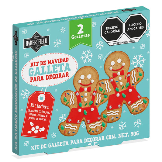 Bakersfield Kit Muñeco de Jengibre 90 g Individual para Decorar, Incluye 2 Figuras de Jengibre